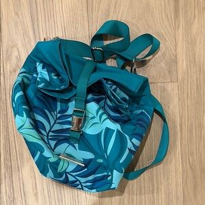 Blue Tropical Leaf  Lunch sack with Adjustable Straps